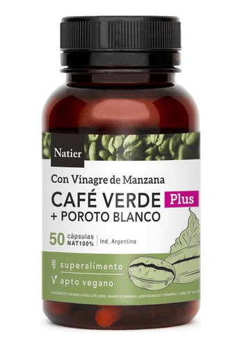 Café Verde Plus Natier Vinagre Manzana Reduce Grasas 50 Caps