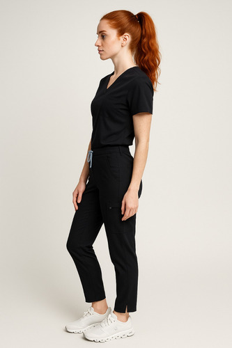 Bleufox Pijama Quirúrgica Dama Conjunto Uniforme Antifluido Negro Lisa M