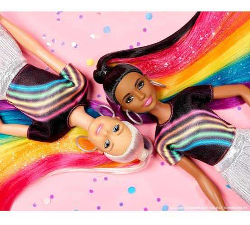 Muñeca Barbie Peinado De Arcoíris Con Accesorios Mattel