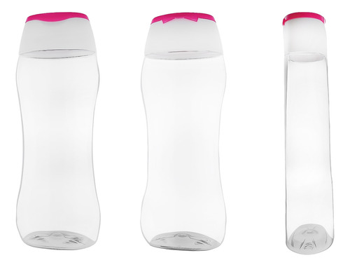 Botella Euro Silueta 400 Ml Con Tapa Bco/rosa X 10 Pz