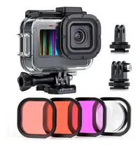 Comprar Soonsun - Funda Impermeable Para Gopro Hero 12\u002F11\u002F10\u002F9, Color Negro Con Filtro De Buceo De 60 M, Carcasa Subacuática Para Gopro Hero 9 10 11 12, Color Negro Con Rojo, Rojo Claro, Magenta, 5 Filtros