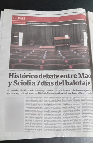 Clarín Atentado En Francia Previa Debate Presiden 2015 15/11 (Usado)