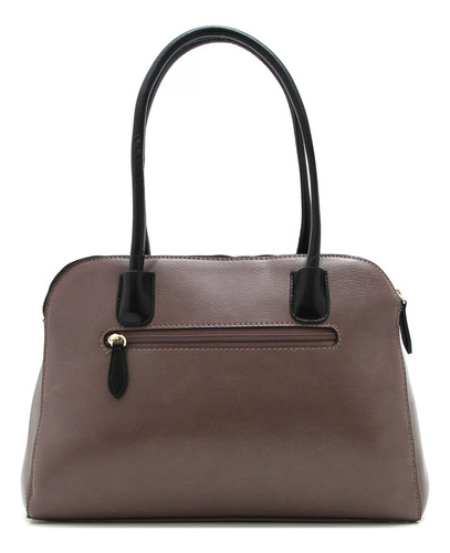 Cartera De Mano Cuero Sintético - Chenson Marrón Claro Lisa Negro