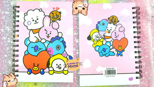 Kit Kawaii Bts Bt21 , 1 Libreta + 6 Plumas Gel + 1 Folder :)