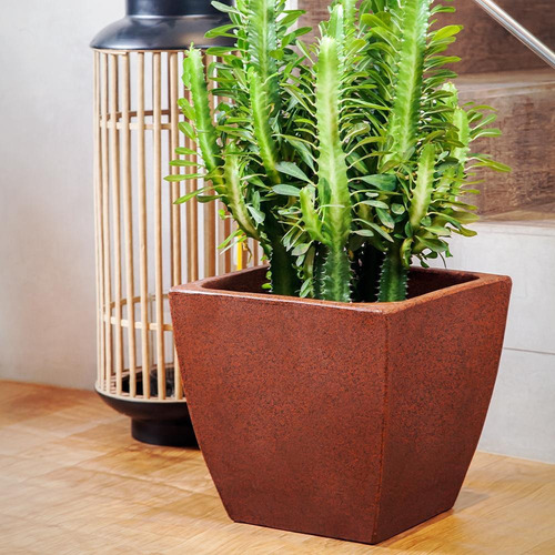 Vaso Quadrado Apolo Café 54cm Polietileno Afort