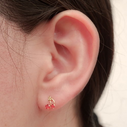 Amor Eterno - Broqueles / Cereza Par / Aretes / Oro 10k