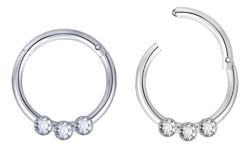 Piercing Acero Inoxidable Aro Clicker Zirconias Nariz Oreja