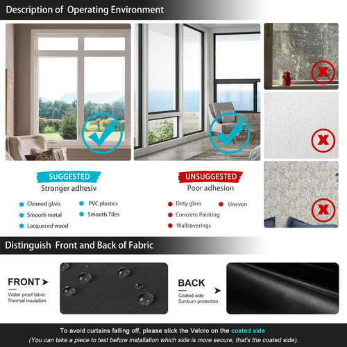 Changshade Portable Blackout Shades Para Ventanas, Palo De V