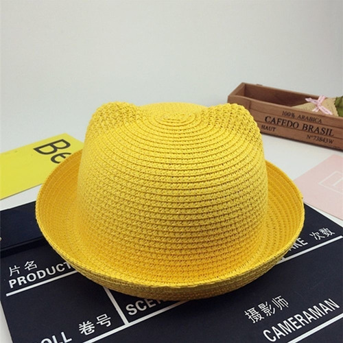 Sombrero De Paja Con Orejas De Gato Sombrero De Playa
