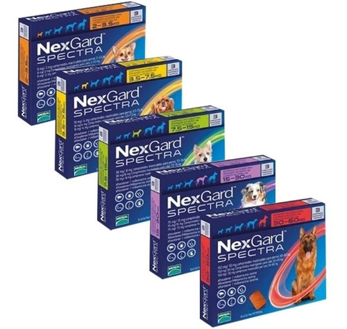 Imagen 2 de 3 de Pastilla Antipulgas Nexgard Spectra 30kg A 60kg (30 Días)