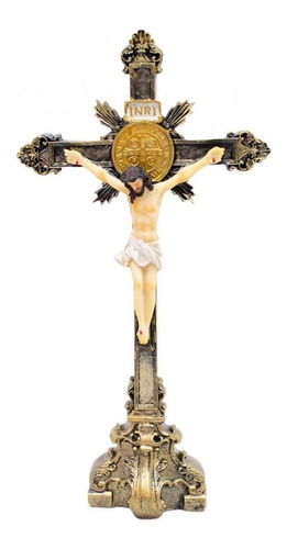 Crucifixo De Mesa Enfeite Religioso Católico De Resina 30 Cm