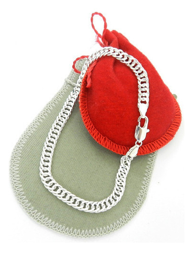 Pulseira Masculina 19cm 5mm Largura Folheada Prata Pl244 Comprimento 19 cm Cor Prateado