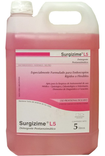 Imagen 1 de 10 de Detergente Penta Enzimático Surgizime L5 X 5 Litros