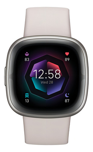 Smartwatch Fitbit Sense 2 Oled 5 atm, máx. 6 dias, 1,58, cor branca, cor de malha, cor de malha, branco, marfim