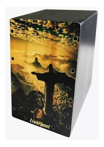 Mini Cajon Madeira Bloco Decorativo Percussão Liverpool Rio