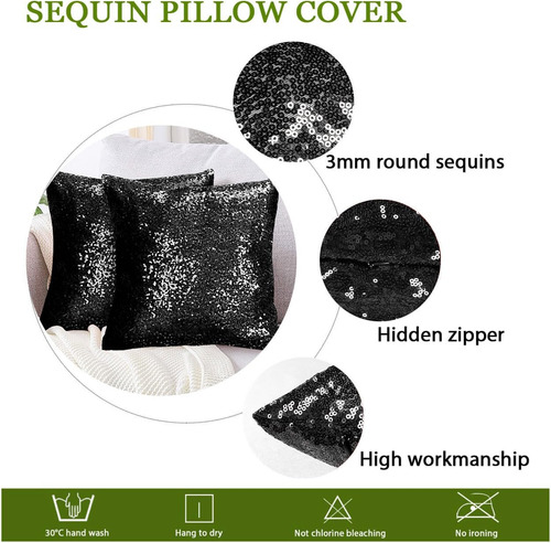 Shinybeauty 2 Pcs Cajas De Almohadas De Lentejuelas De Almoh