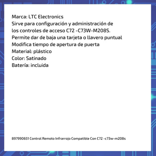 Imagen 6 de 8 de Control Remoto Infrarrojo Compatible Con C72 -c73w-m208s