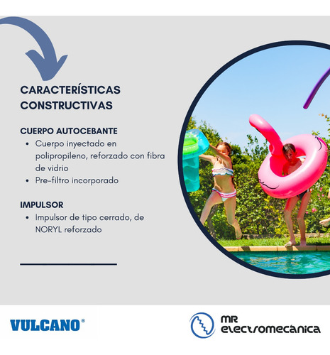 Imagen 6 de 10 de Bomba Autocebante Piscina Vulcano 3/4 0.75 Hp Bae075