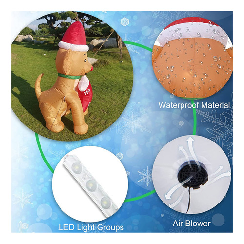 Cachorro Inflável De Natal De 1,5 M Com Luzes De Led