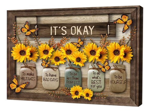 Arte De Pared Con Estampado De Girasoles Y Decoración De Mad