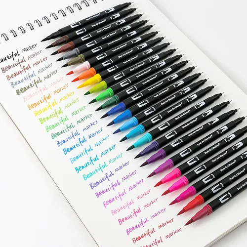 Kit De Canetas De Pincel De 24 Cores, De Ponta Fina, Colorid