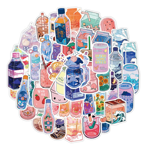 Tuqiso 50 Pcs Vsco Ins Drink Cartoon Stickers Verano Clqpv