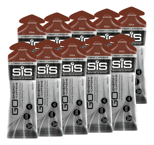 Kit10 Gel Sis Go Energy Cafeína Carboidrato 60 Ml - Cola