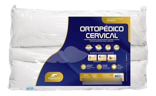 Travesseiro Ortopédico Cervical Lavável Fibra Fibrasca Cor Branco