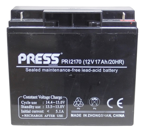 Bateria Gel Recargable 12v 17a Press -alarmas Ups Carritos  