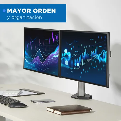 Soporte Brazo Articulado Doble Monitor Linkon Escritorio Negro