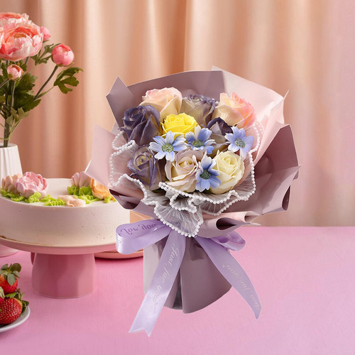 Ramo De Flores De Jabón, Regalo Del Día De La Violeta
