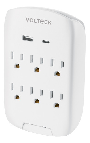 Multicontacto Con Puertos Usb Tipo A Y C Carga Rapida 800j Blanco
