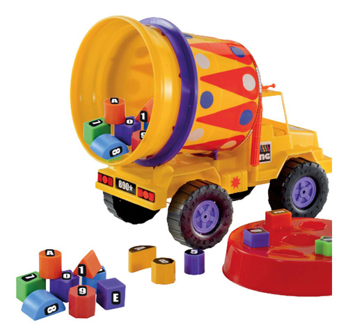 Camion Mezclador 16 Bloques- Juguete 2 Juegos En 1 Jng Color Amarillo