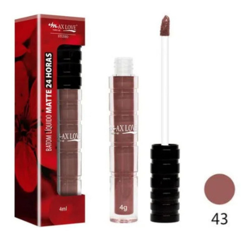 Max Love - Batom Líquido Matte 24 Horas - 4ml Acabamento Cremoso Cor 43