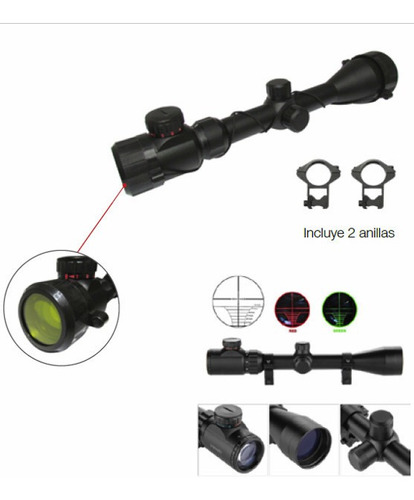 Imagen 3 de 5 de Mira Telescópica Rifle Scope 3-9x50 Con Reticula Iluminada