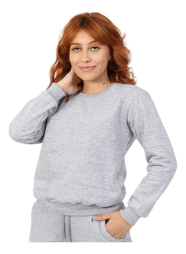 Blusa De Frio Moletom Flanelado Liso Basico Cinza Feminino