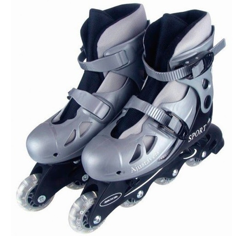 Patins Roller In-line 38 A 41 Cinza Ou Rosa Regulável Adulto