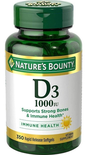 Vitamina D3 Nature's Bounty 1000 Iu 350 Cápsulas Sabor Sin Sabor