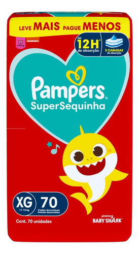 Pampers Supersequinha Fralda Xg 70u Extra Grande (xg) Sem Gênero