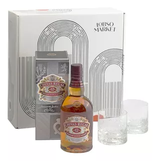 Caja Regalo Chivas 12 + 2 Vasos De Whisky De Cristal