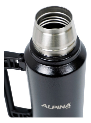 Termo Acero Inoxidable Con Pico Cebador Alpina 1.4 Litros Negro