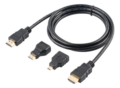 Cable Hdtv Plano 1.5 M Set 3 En 1 Adaptadores Mini Micro