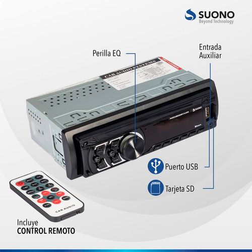 Stereo Auto Micro Sd Mp3 Usb Radio Fm Fijo Bluetooth Autoestereo Control Remoto Manos Libres