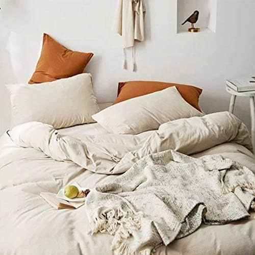 Etdiffe Juego De Edredón Beige Tamaño Queen, Juego De Cama M