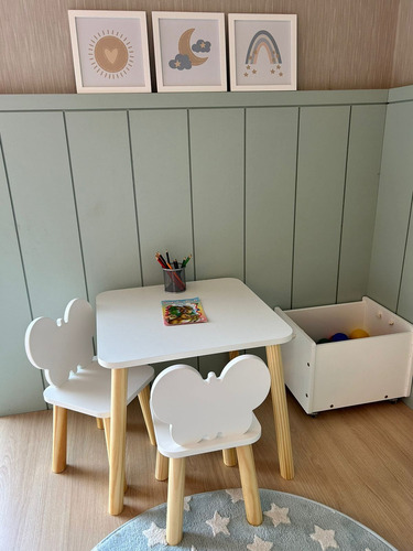 Conjunto Mesa Mesinha C/2 Cadeira Infantil Borboleta/ Picolé Cor Branco/borboleta