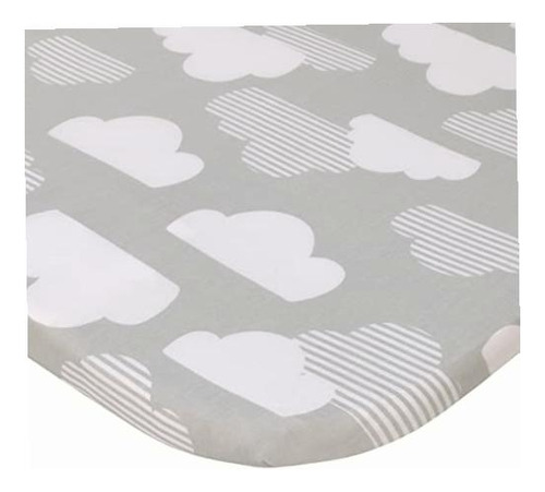 Skip Hop Cozy-up Sábana Bajera Ajustable 2 En 1, Color Gris Color Nubes grises y blancas