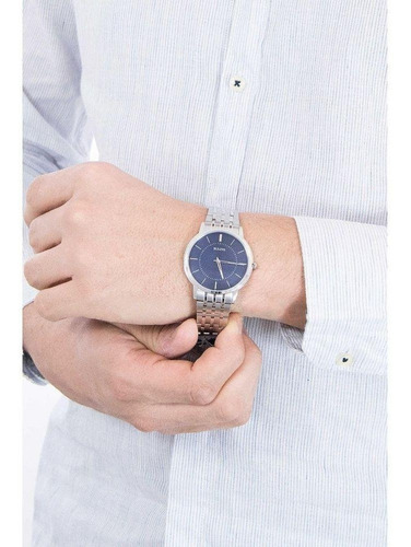 Relógio Bulova Masculino Slim 96a188 Azul Social Original