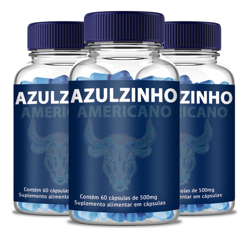 Azulzinho Americano 180 Cápsulas - Kit 3 Potes