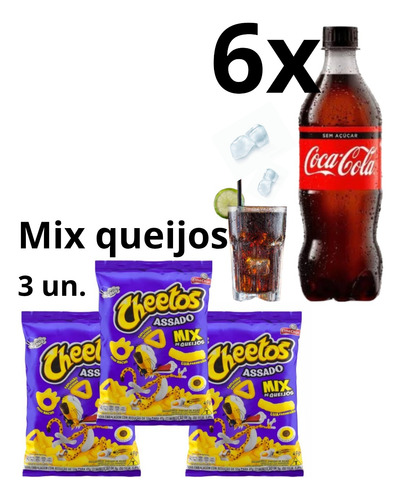 Coca-cola Sem Açúcar 600ml + Cheetos Mix Queijos