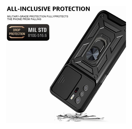 Funda Con Anillo Para Xiaomi Redmi Poco +mica Negro Poco X3 Gt